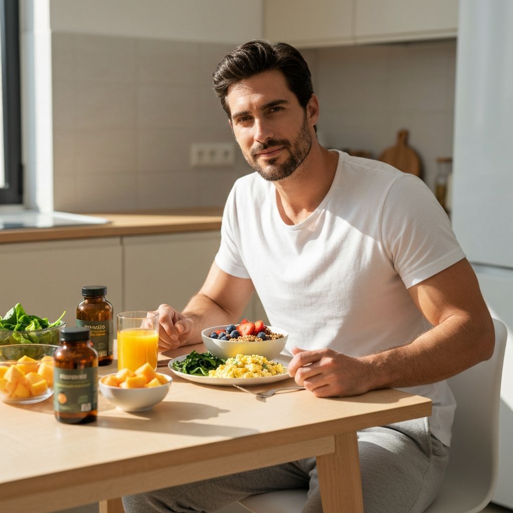 Healthy breakfast with natural supplements